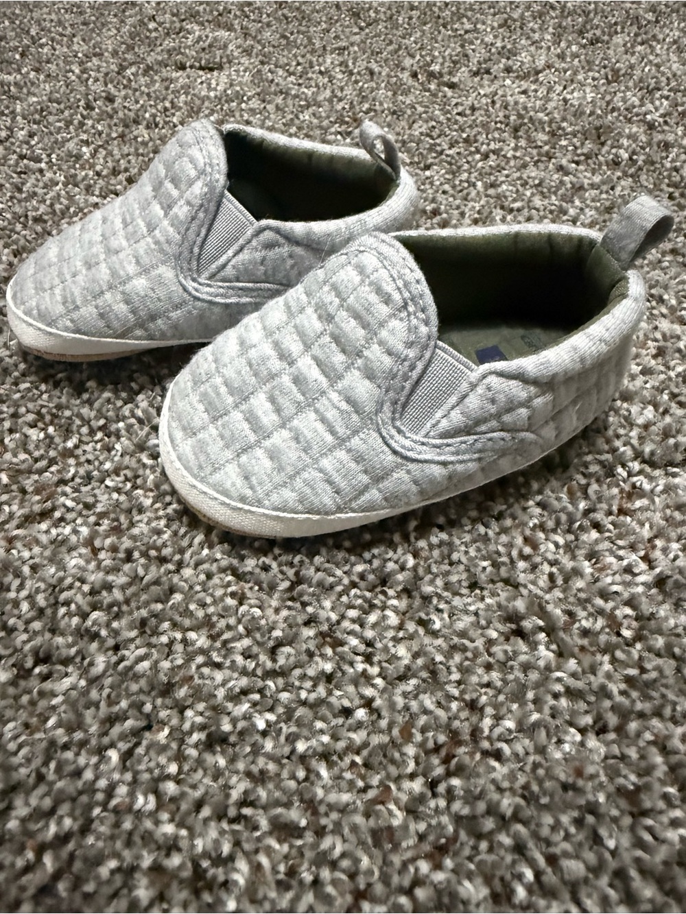 Baby Quilted Slip-On Shoes - Light Gray